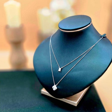 بريق الماس قلاده فضه 925