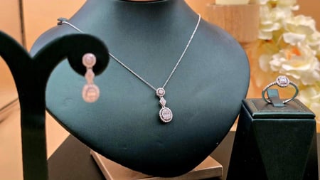 كنز نصف طقم فضه 925 قلاده و خاتم واقراط