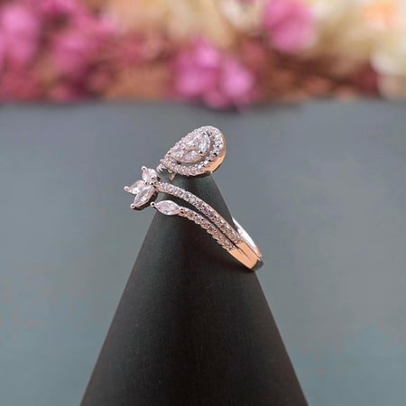 وردة امل خاتم فضه 925 بديل الالماس