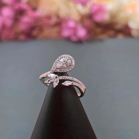 وردة امل خاتم فضه 925 بديل الالماس