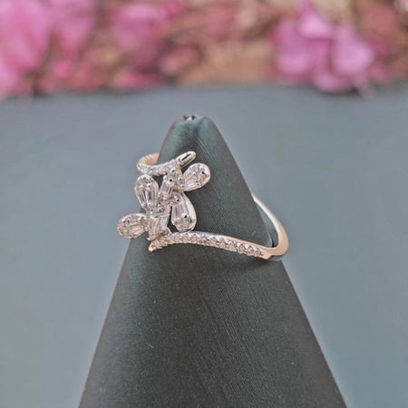 رقصة الفراشة خاتم فضه 925 بديل الالماس