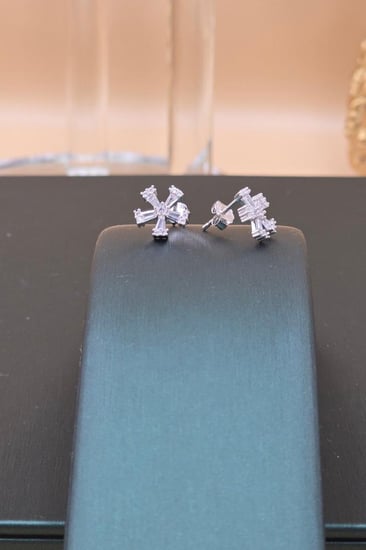 Grand Fleur اقراط فضه 925 بديل الالماس حلق