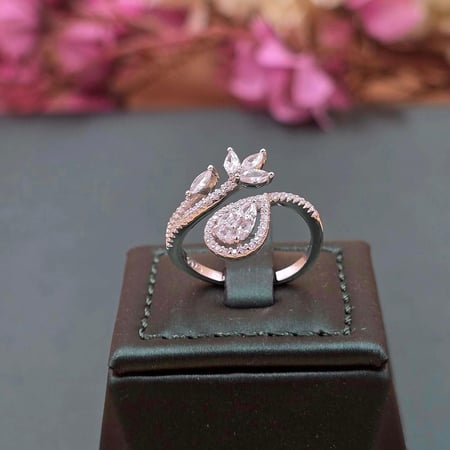 وردة امل خاتم فضه 925 بديل الالماس