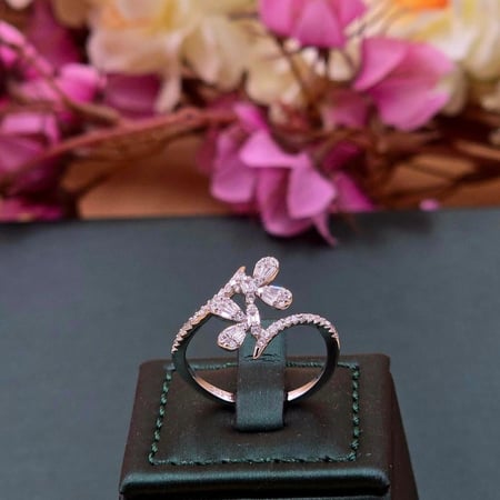 رقصة الفراشة خاتم فضه 925 بديل الالماس