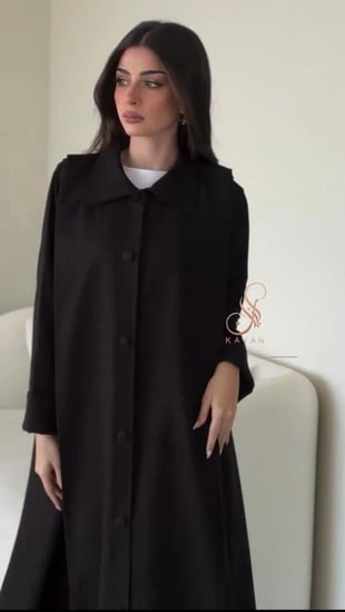 عباية كتان ياقة ازرار