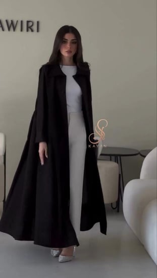عباية كتان ياقة ازرار