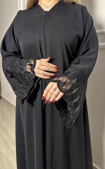 عباية نص كلوش بتدخيلة عريضة-962