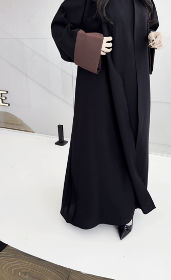 عباية نص كلوش بلمسة بنية فاتنة-810