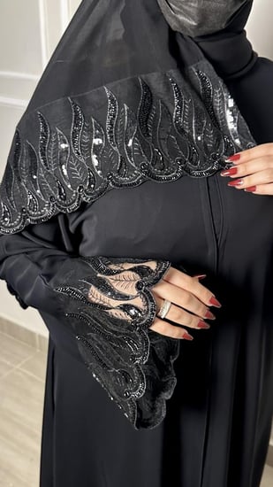 عباية نص كلوش بتدخيلة عريضة-962