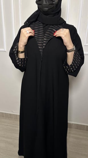 عباية نص كلوش بتدخيلة مقلمة-877