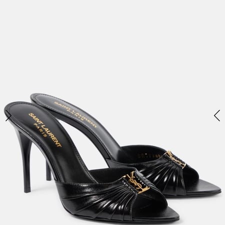 SAINT LAURENT  Babylone embellished gathered glossed-leather mules