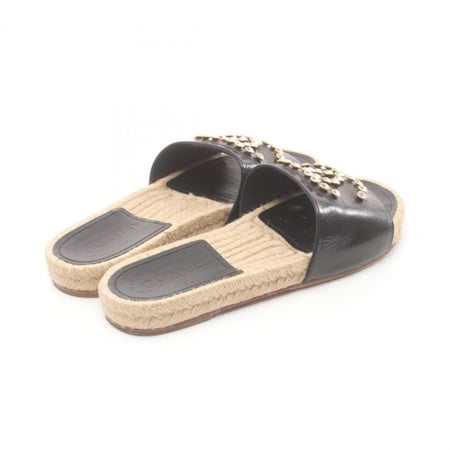 CHANEL COCO Mark Mule  sandals shoes  leather Black Used