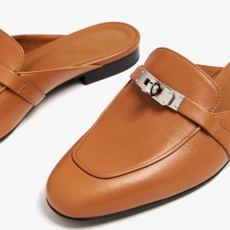 Hermes Black Leather Oz Mule