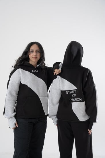 Grey and black hoodie