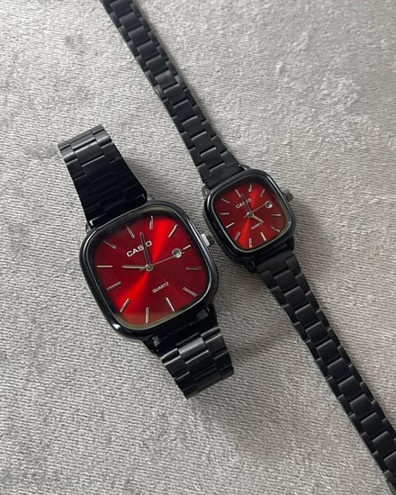 كاسيو LTP كبلز اسود مينا عنابي