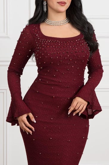 فستان استرتش مزين ب الاكسسوارات