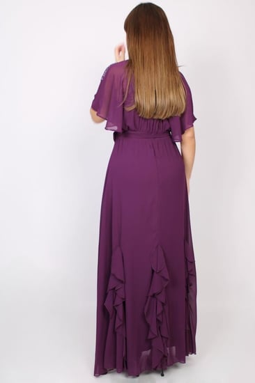 فستان سهرة طويل بلون بنفسجي أنيق