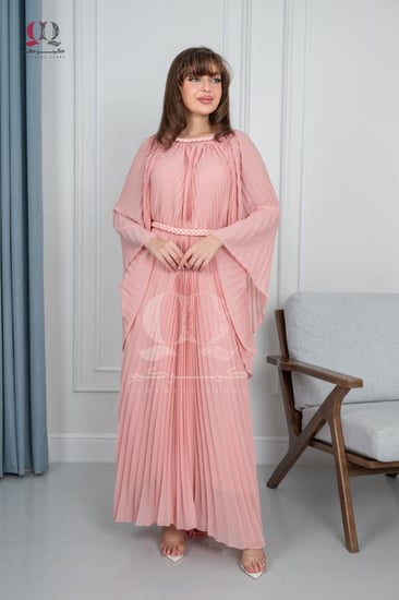 جلابية كسرات بوليسية يتألق بربط خصر مريحة وانيقة بخامة جرجت شيفون