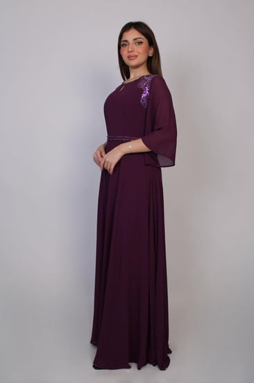 فستان هالة البنفسج المطرّز