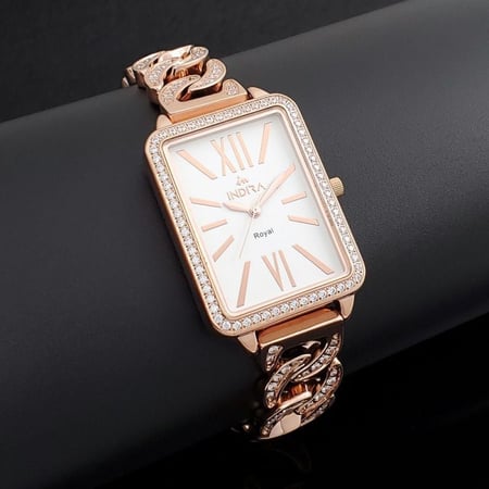 ساعة أنديرا نسائية خاصة للمناسبات بفصوص ممتدة حتى الحزام