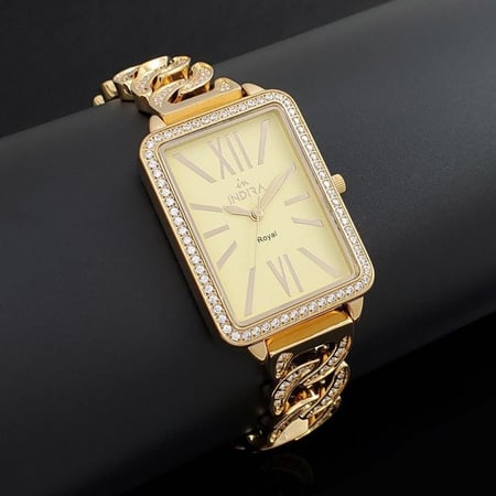 ساعة أنديرا نسائية خاصة للمناسبات بفصوص ممتدة حتى الحزام