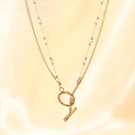 سلسلة مطلية بالذهب (دورين) والمزينة بأحجار طبيعية