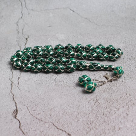 سبحة قفص فضة مع حجر ملاكايت