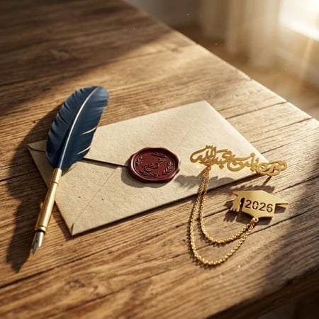 بروش تخرج ذهبي ملكي - تصميم خاص بالاسم والسنة (2026)