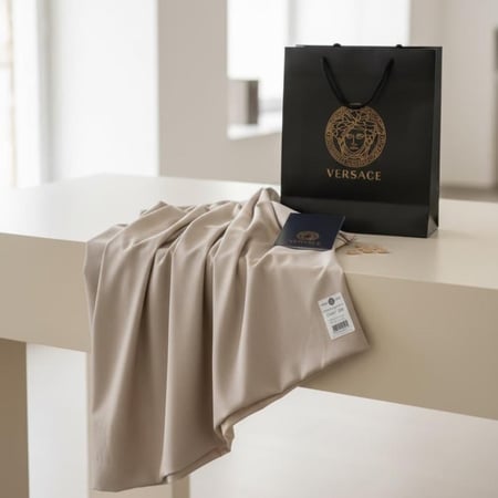 قماش ثوب سكري بيج فاتح من Versace في الطبيعة قماش شتوي قطني