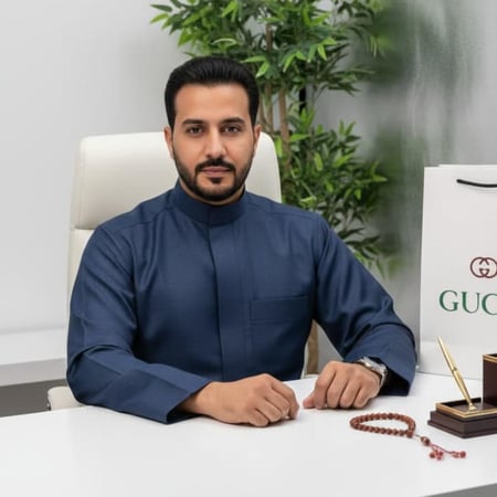 رجل يرتدي ثوب شتوي مفصل من قماش قوتشي إطلالة هدايا رجالية فاخرة