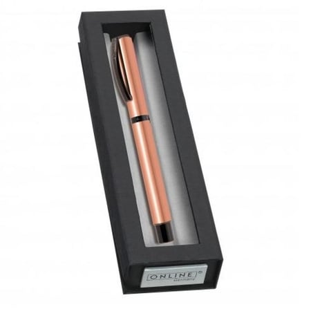 قلم حبر اسود مطلي بالكروم (لون ذهبي)ONLINE