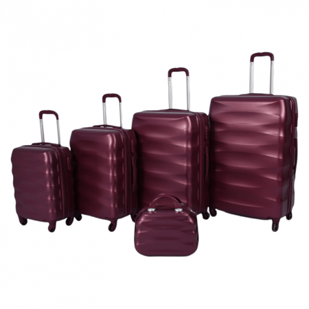 شنط فايبر مموج 5 قطع لون عنابي