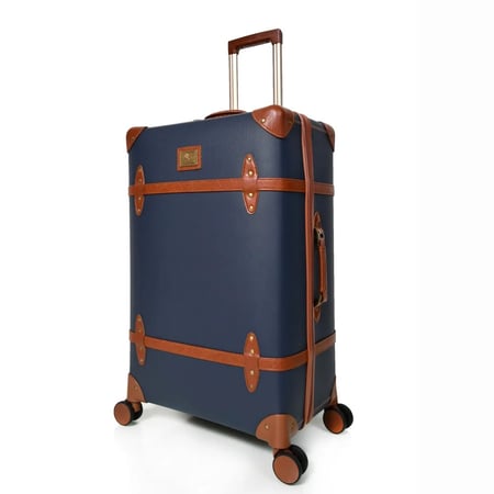 طقم مجموعة شنط سفر كلاسيكية من يونيووكر UNIWALKER ، شنطة سفر كلاسيكية مع عجلات دوارة وقفل تي اس ايه وشنطة حمل للنساء والرجال 4 قطع ، فينتاج , لون كحلي