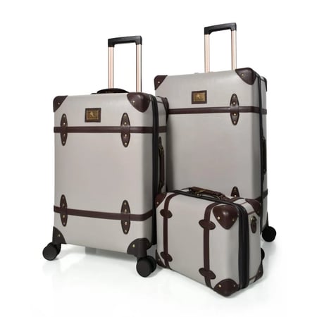 طقم شنط سفر كلاسيك فينتينج  - رمادي بستراب بني يونيووكر UNIWALKER