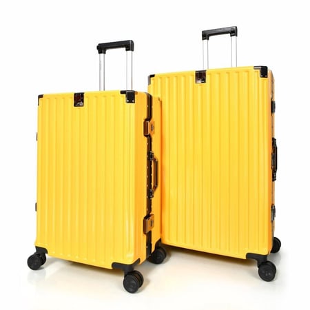 طقم شنط سفر ألومنيوم لون أصفر عرض جانبي