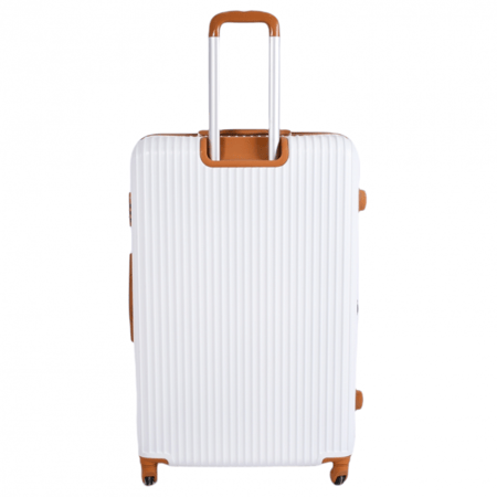 طقم حقائب بخطوط طولية 5 قطع لون ابيض بني