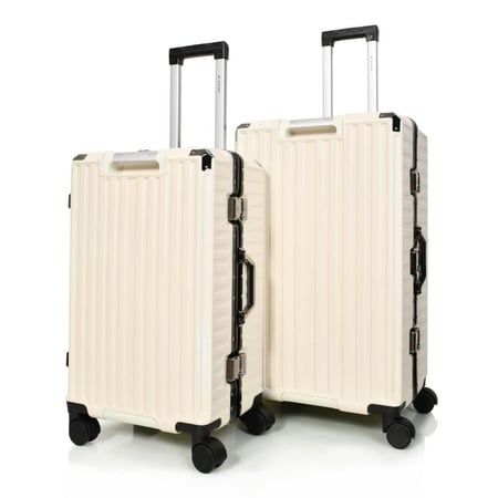 طقم شنط سفر 3 قطع ABS مع إطار ألومنيوم لون بيج