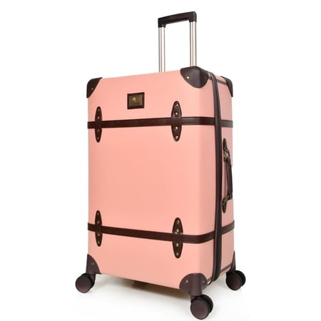 طقم شنط سفر كلاسيكية UNIWALKER يونيووكر 4 قطع, لون وردي خوخي