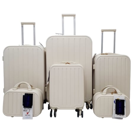 حقائب سفر طقم مقلم مكون من فايبر 6 قطع لون بيج