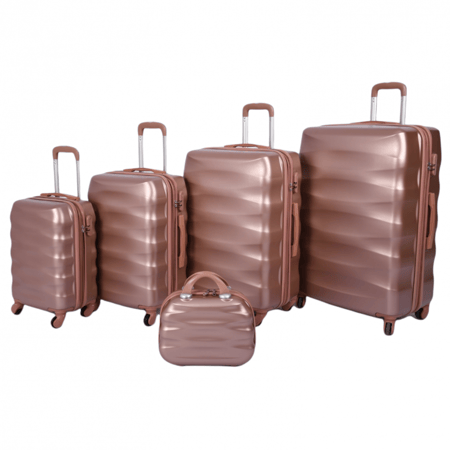 شنط فايبر مموج 5 قطع لون روز جولد