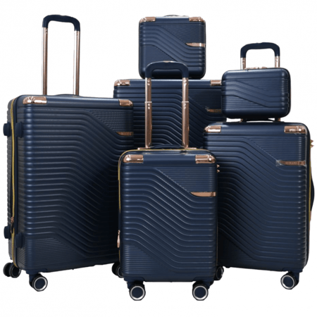 طقم حقائب سفر مخطط بجوانب 4 قطع سحب كبيرة + 2 قطع يد محمولة بعدة الوان