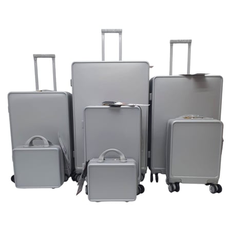 حقائب سفر طقم مكون من فايبر 7 قطع لون فضي
