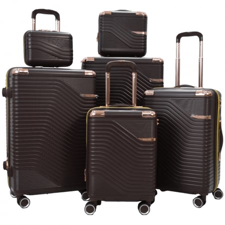 طقم حقائب سفر مخطط بجوانب 4 قطع سحب كبيرة + 2 قطع يد محمولة بعدة الوان