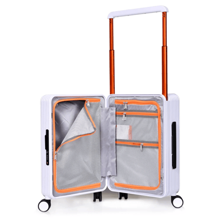 حقيبة سفر متينة للجنسين خفيفة الوزن، حقيبة باربع بعجلات دوارة مع قفل مدمج من TSA (أبيض, Carry-On 20-Inch)