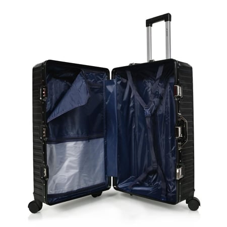 طقم شنط سفر ثلاثة قطع ABS مع إطار و زوايا ألومنيوم لون أسود