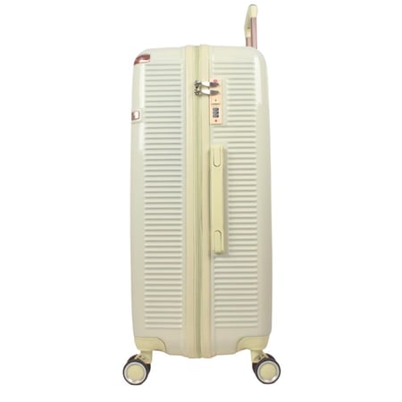 طقم شنط سفر خمسة قطع لون بيج فاتح مخطط بجوانب