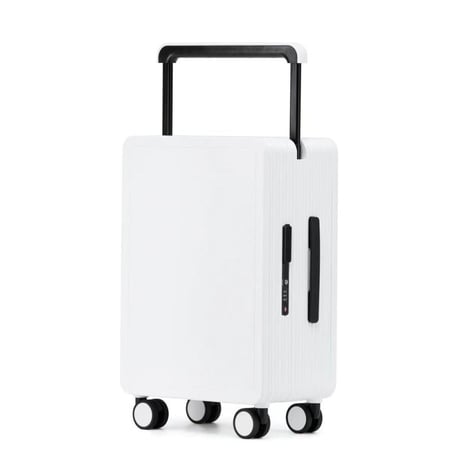 شنطة carry on كابينة الطائرة مقاس 20 انش لون أبيض سادة مع مقبض أسود بتصميم راقي وهادئ