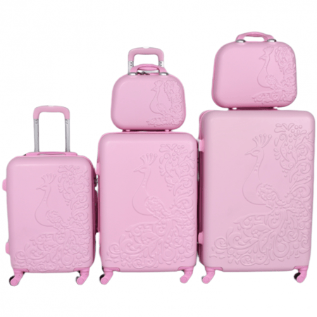 شنط سفر رسومات على شكل طاووس 5 قطع