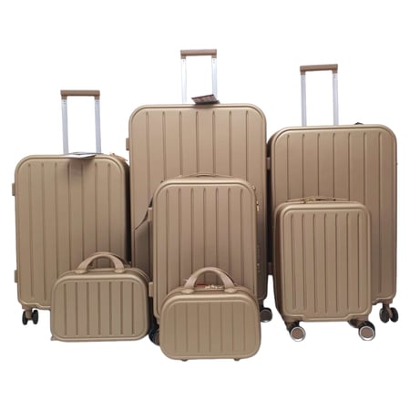 حقائب سفر طقم مقلم مكون من فايبر 7 قطع لون ذهبي غامق