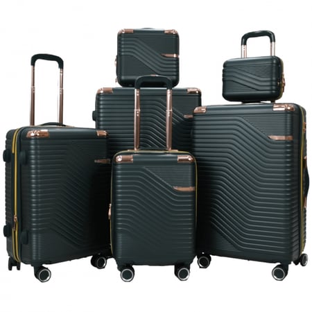 طقم حقائب سفر مخطط بجوانب 4 قطع سحب كبيرة + 2 قطع يد محمولة بعدة الوان